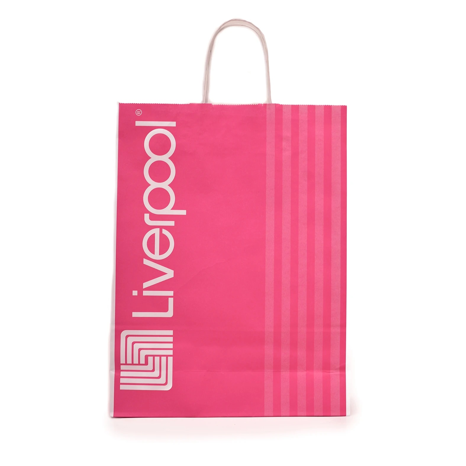 Bolsa impresa para tiendas Liverpool fabricada en papel Bond.