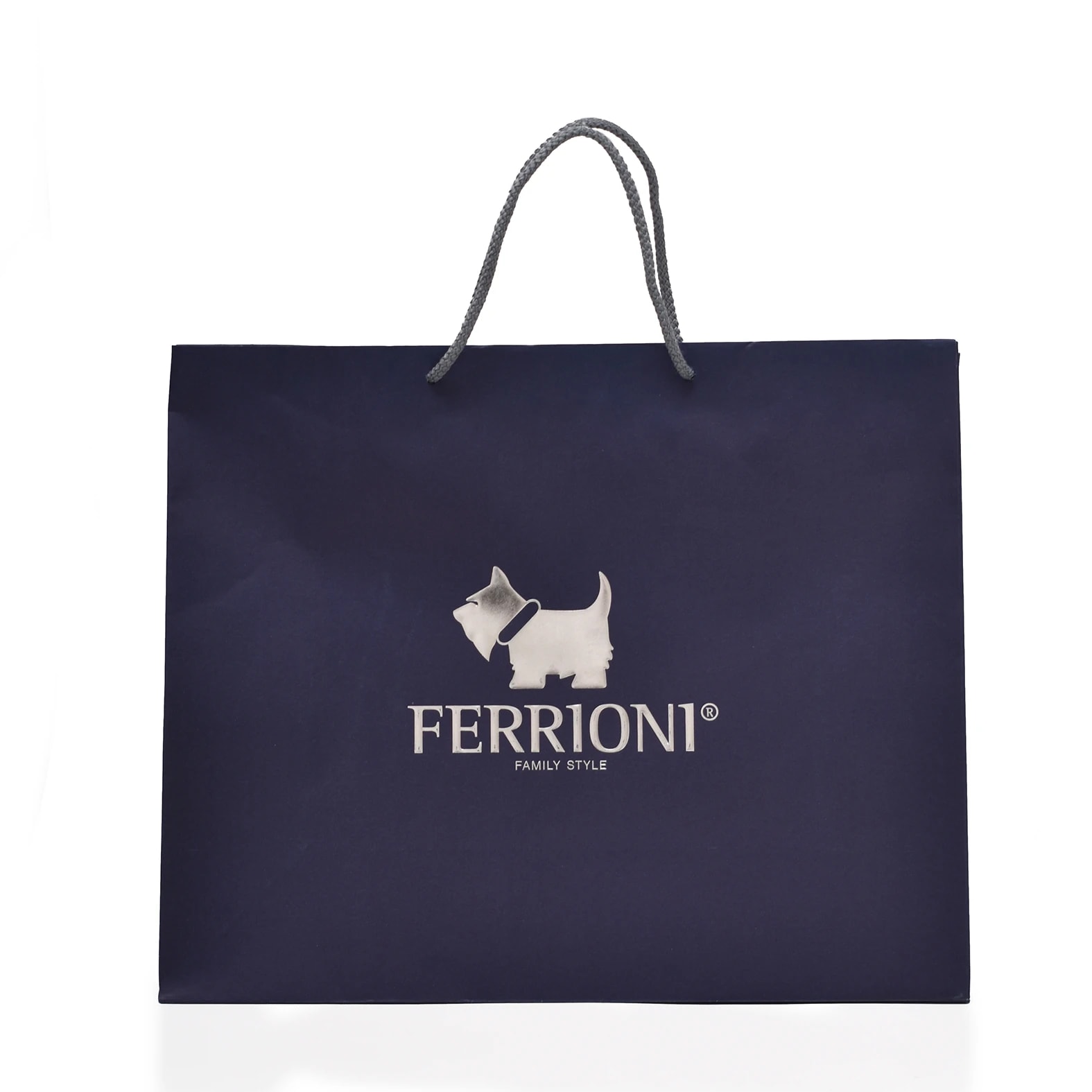 Bolsa de papel tipo bond color azul tamaño grande Ferrioni.