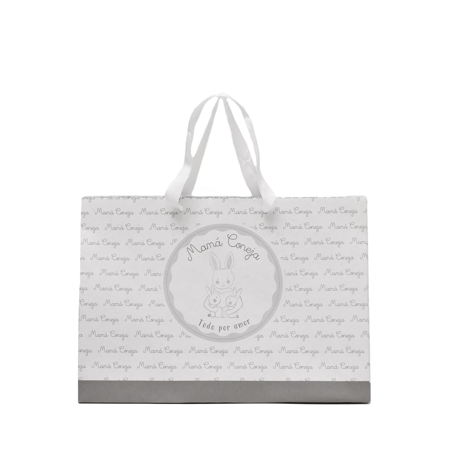 Bolsa de papel Bristol impresa con diseño a una tinta para la marca: Mamá Coneja.