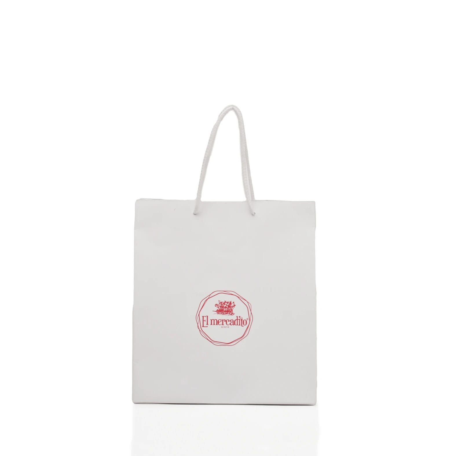 Bolsa de papel tipo Bristol con impresión de logotipo: El Mercadito.
