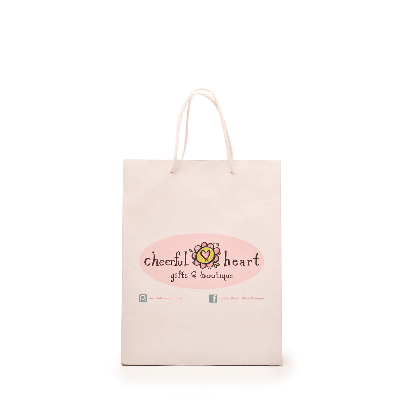 Bolsa color rosa de papel tipo Bristol impresa para: Cheerful Heart.