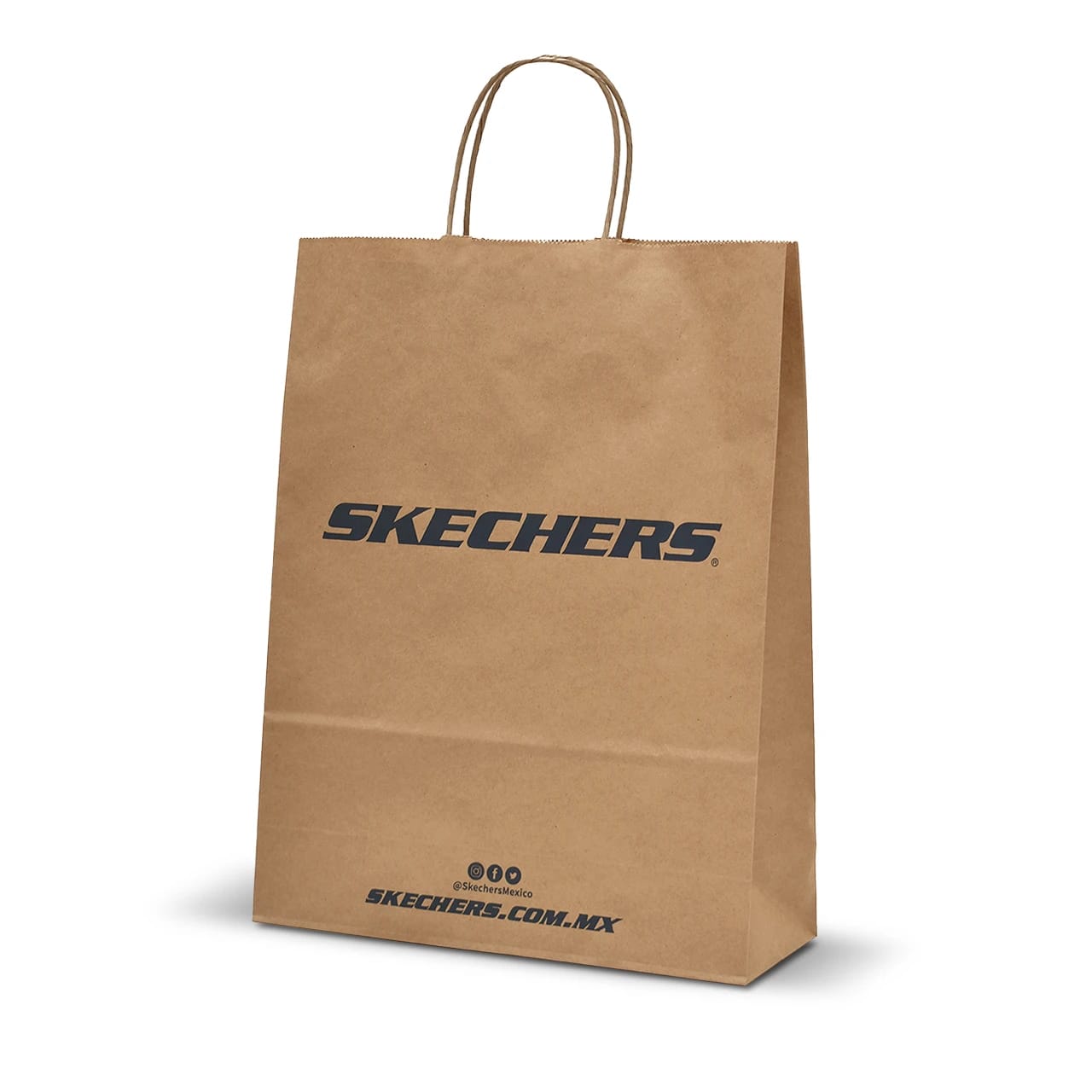 Bolsa de papel Kraft impresa a 1 tinta con logotipo en color azul.