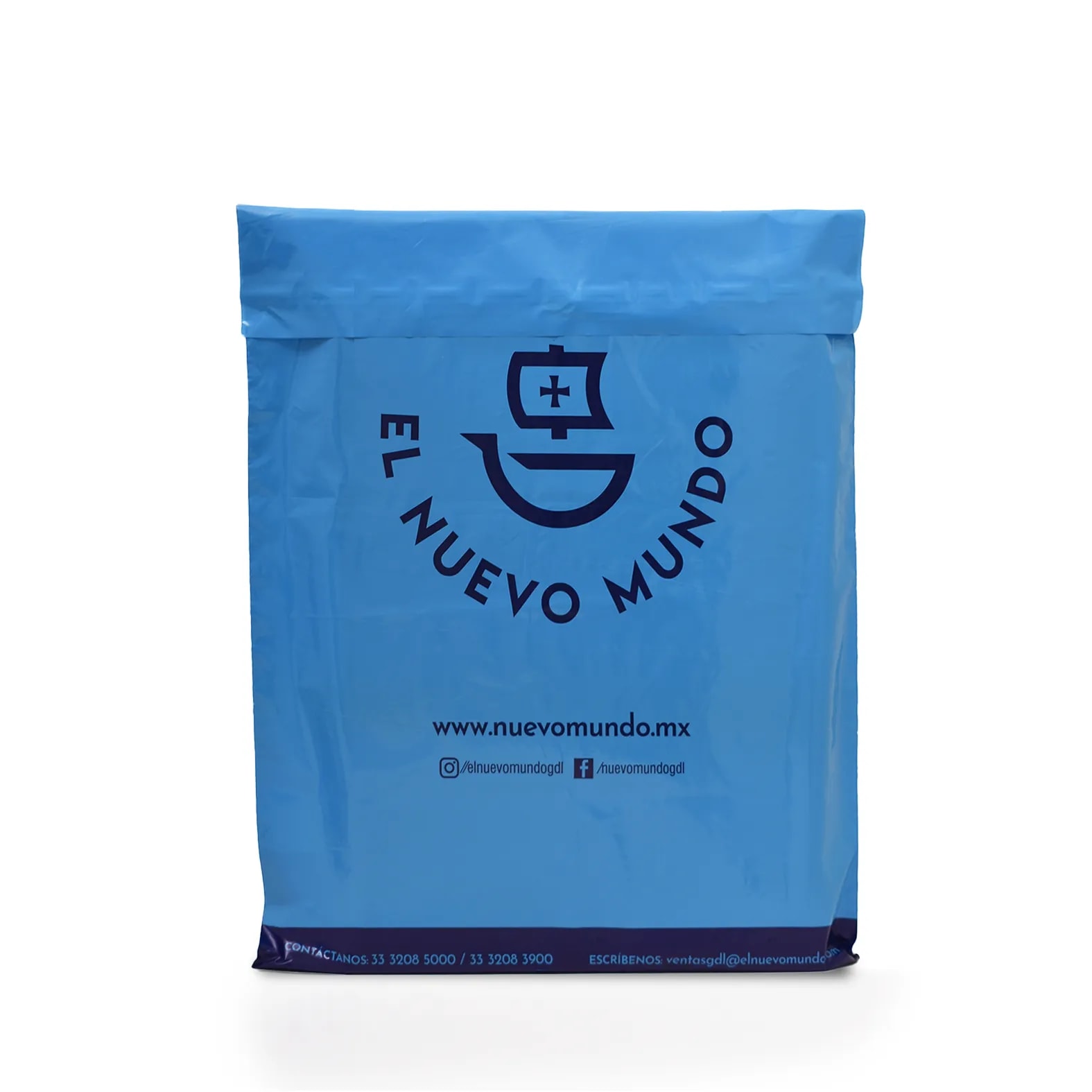Bolsa pra envío de productos resellable color azul mediana de: El Nuevo Mundo