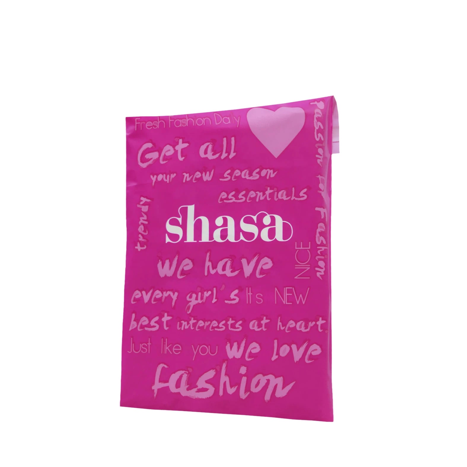 Bolsa rosa para envíos de E-commerce de la tienda online: Shasa.