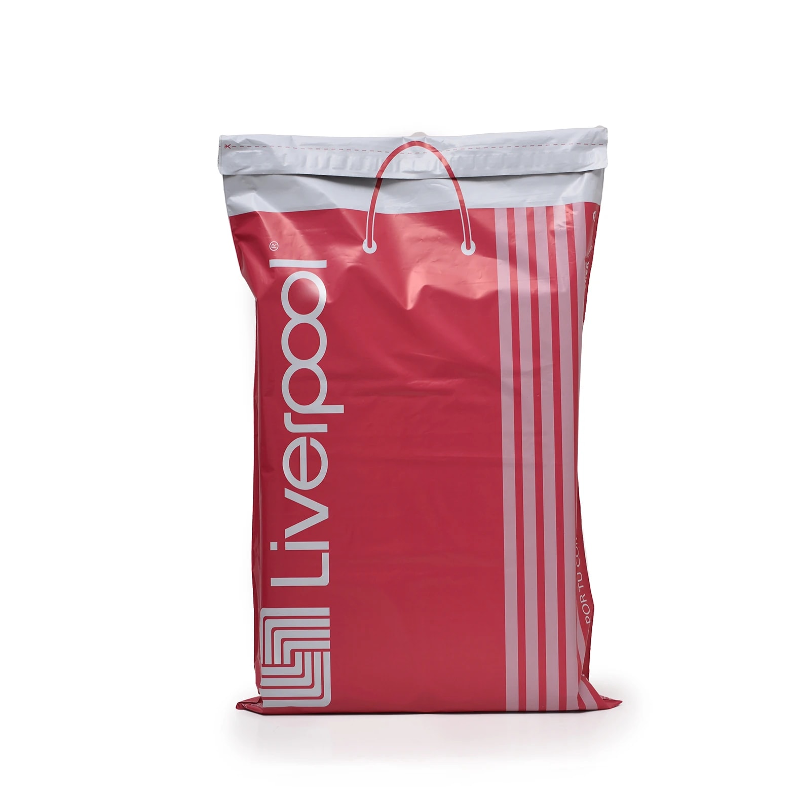 Bolsa para envíar productos por mensajería  personalizada fabricada para el grupo: Liverpool.