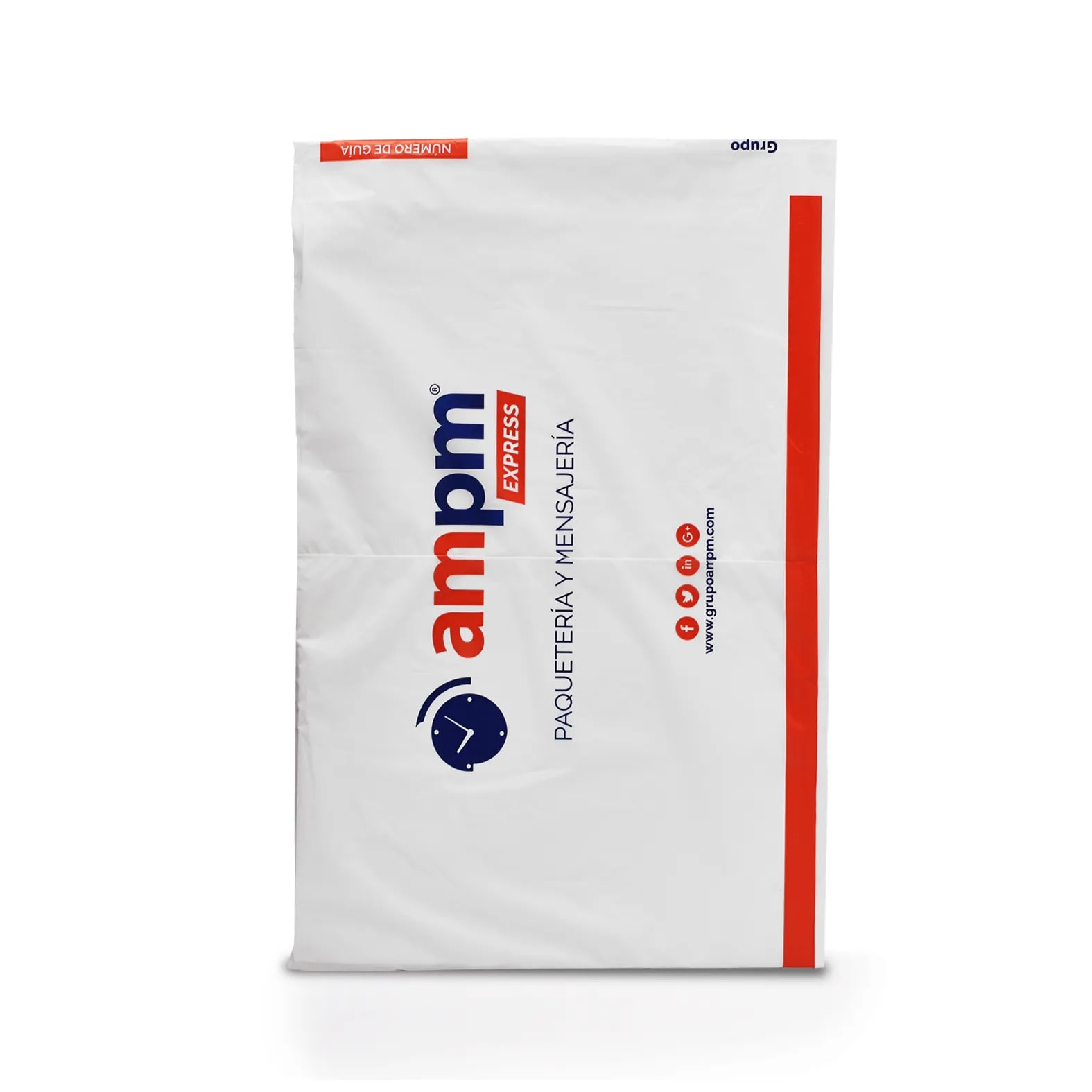 Bolsa Poly Mailer para envíos de paquetería y mensajería con logotipo de: AMPM.