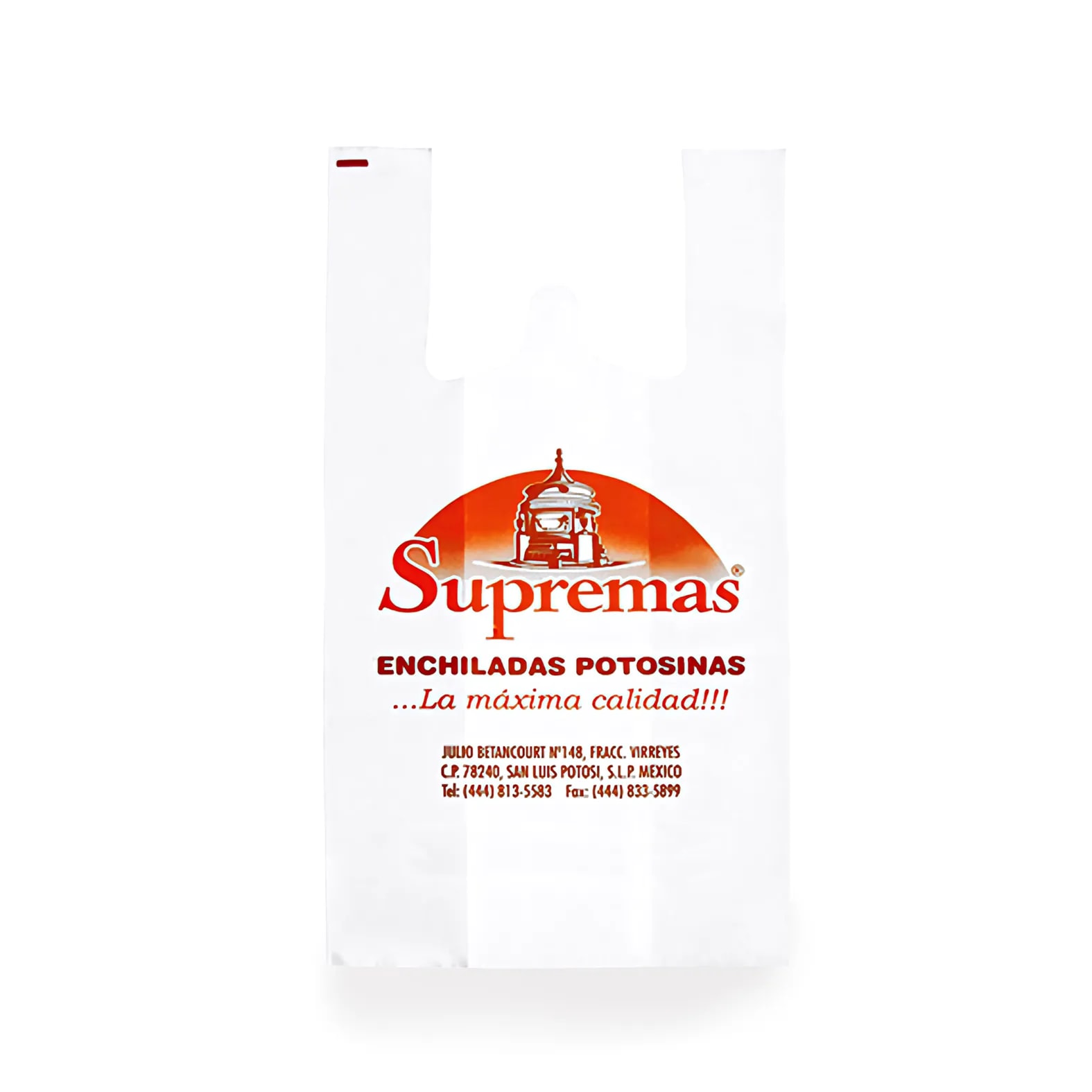Bolsa con asas camiseta impresa personalizada con logotipo de: Enchiladas Supremas.