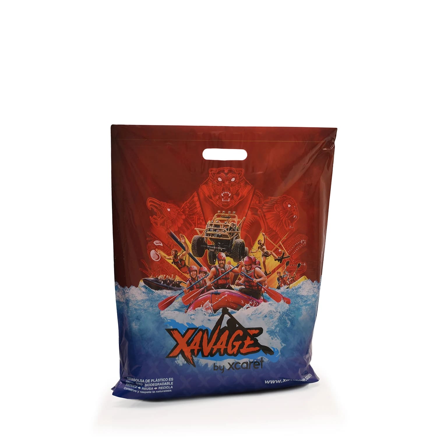 Bolsa plástica con asas troqueladas impresa a color: Savage.