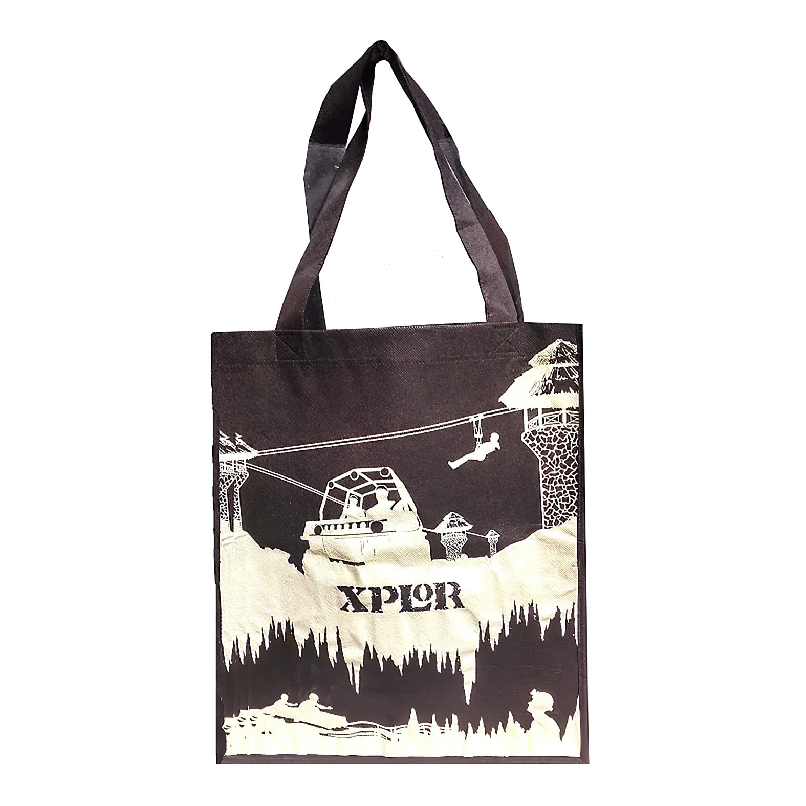 Bolsa Non-Woven ecológica  personalizada en color café con la marca: Xplor.