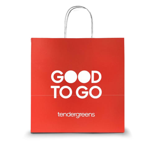 Bolsa color naranja con logo para las tiendas de autoservicio: Good to Go.