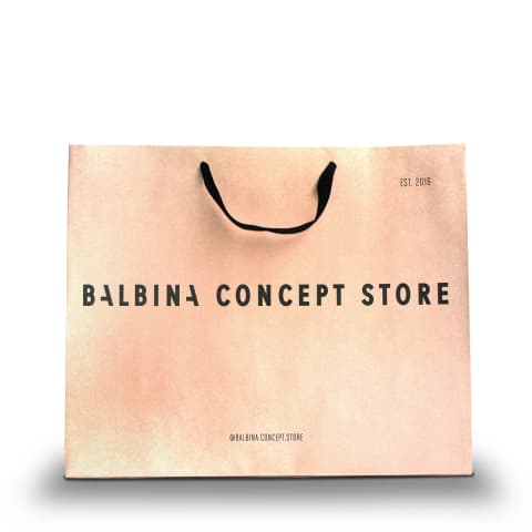 Bolsa personalizada color ladrillo claro para las tiendas departamentales: Balbina Concept Stores.