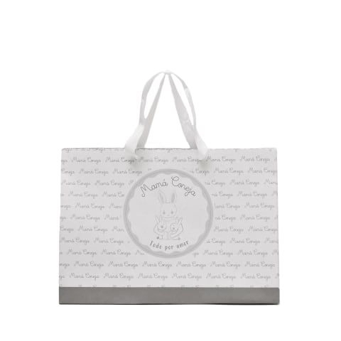 Bolsa de papel Bristol impresa con diseño a una tinta para la marca: Mamá Coneja.