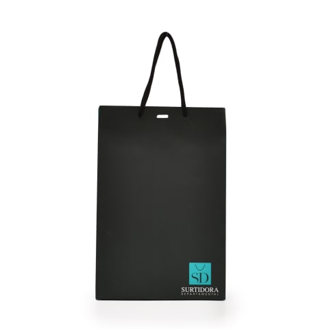 Bolsa de papel tipo Bristol impresa a dos tintas con el logotipo de: Surtidora.