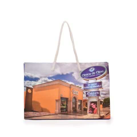 Bolsa de papel Bristol personalizada e impresa en selección de color: Clínica de Ojos.