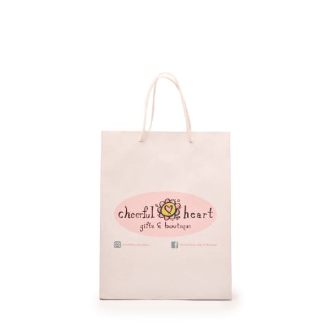 Bolsa color rosa de papel tipo Bristol impresa para: Cheerful Heart.