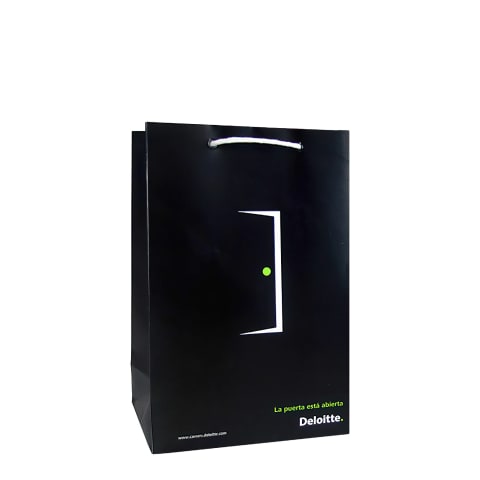 Bolsa de papel con laminado mate personalizada para la marca: Deloitte.