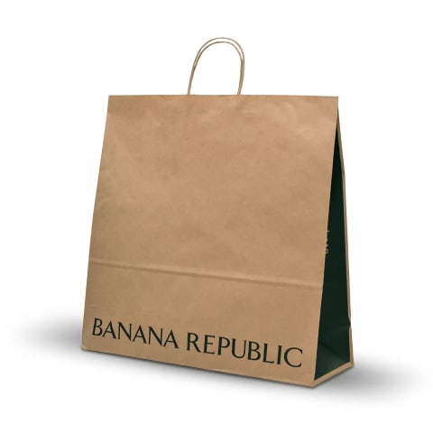 Bolsa de Kraft color natural impresa con el logotipo de: Banana Republic.
