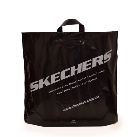 Bolsa con asas flexibles de plástico impresa personalizada para la marca: Skechers