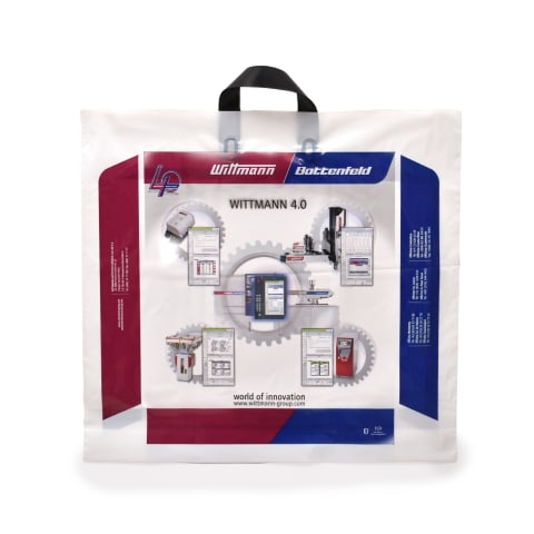 Bolsa de plástico semi-transparente con las asas flexibles de la empresa: Wittmann