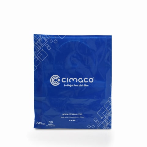 Bolsa plana personalizada con logotipo para las tiendas: CIMACO.