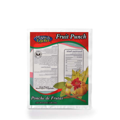 Bolsa plana sin asa impresa a color para ponche: Fruit Punch.