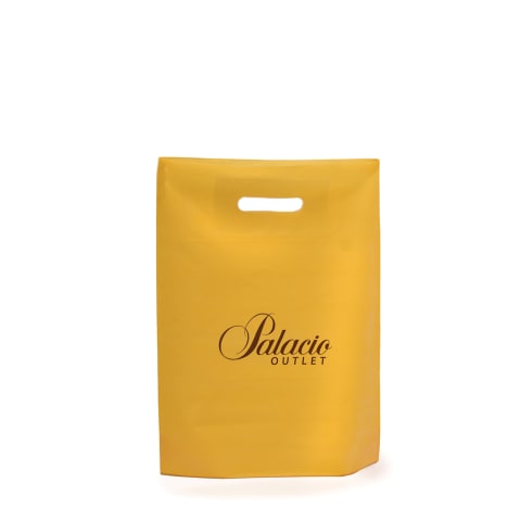 Bolsa plástica con asas troqueladas con logotipo de: Palacio Outlet