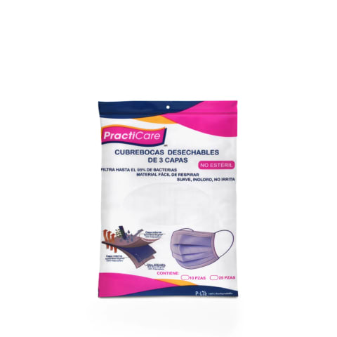 Bolsa plana sin asas impresa para cubrebocas de la marca: Practicare.