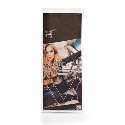 Bolsa de plástico plana alargada sin asa personalizada e impresa a color para: Vidita Mía.