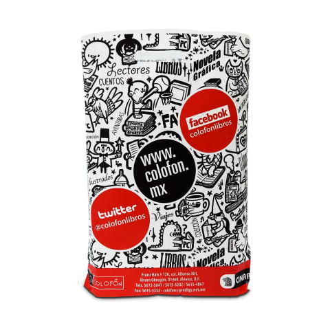 Bolsa de plástico con asa troquelada personalizada para libros: Colofon