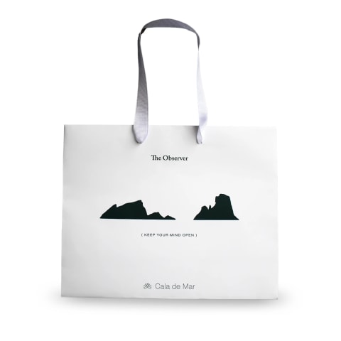 Bolsa impresa para joyería con asa de listón, logotipo y diseño: Cala del Mar