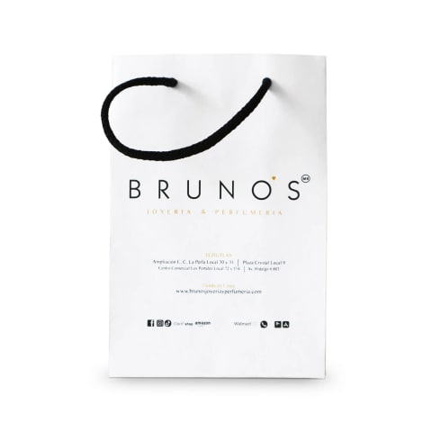 Bolsa color blanco personalizada con asa cordón  para joyería y perfumería: Brunos