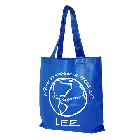 Bolsa reutilizable ecológica de Non-Woven color azul con la marca: Lee.