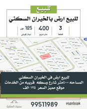 ارض للبيع في الخيران السكنية - الجانب البري