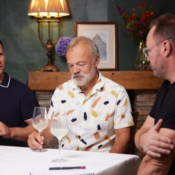 Graham Norton and Invivo Cofounders at their annual tasting and blending session