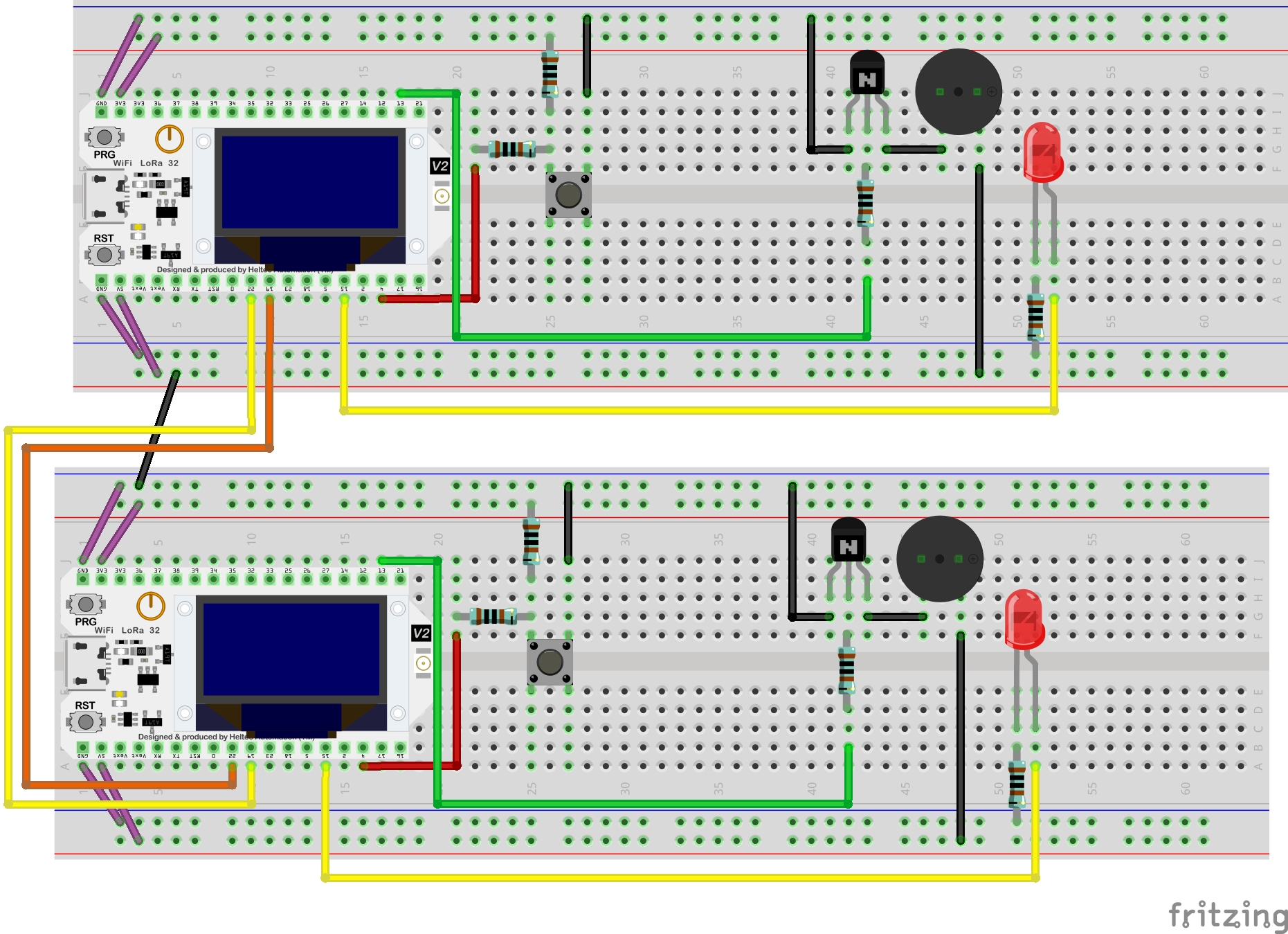 Serial Communication between two ESP32 Breadboard View image