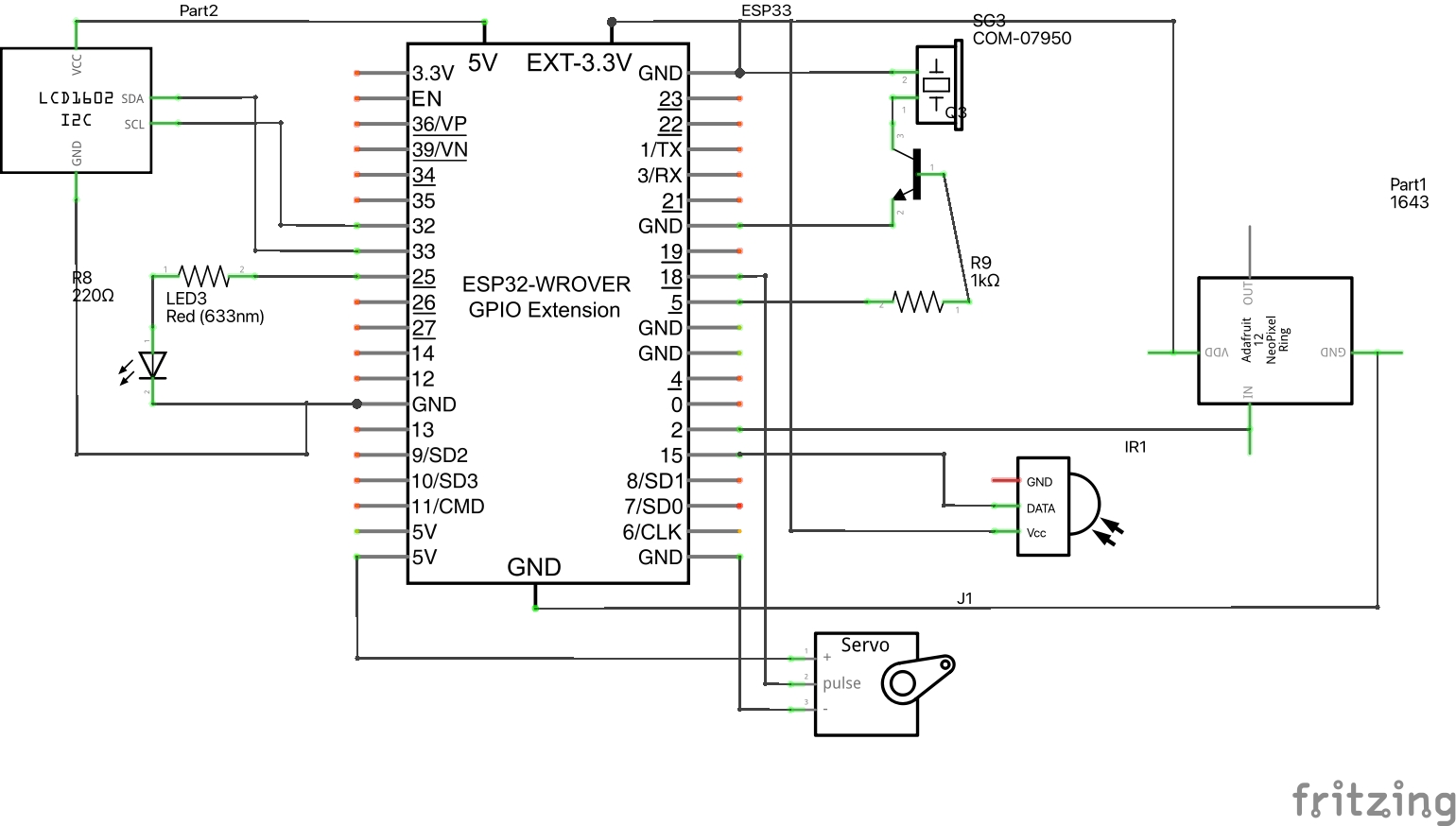 Infrared remote and components to turn on ESP32 image