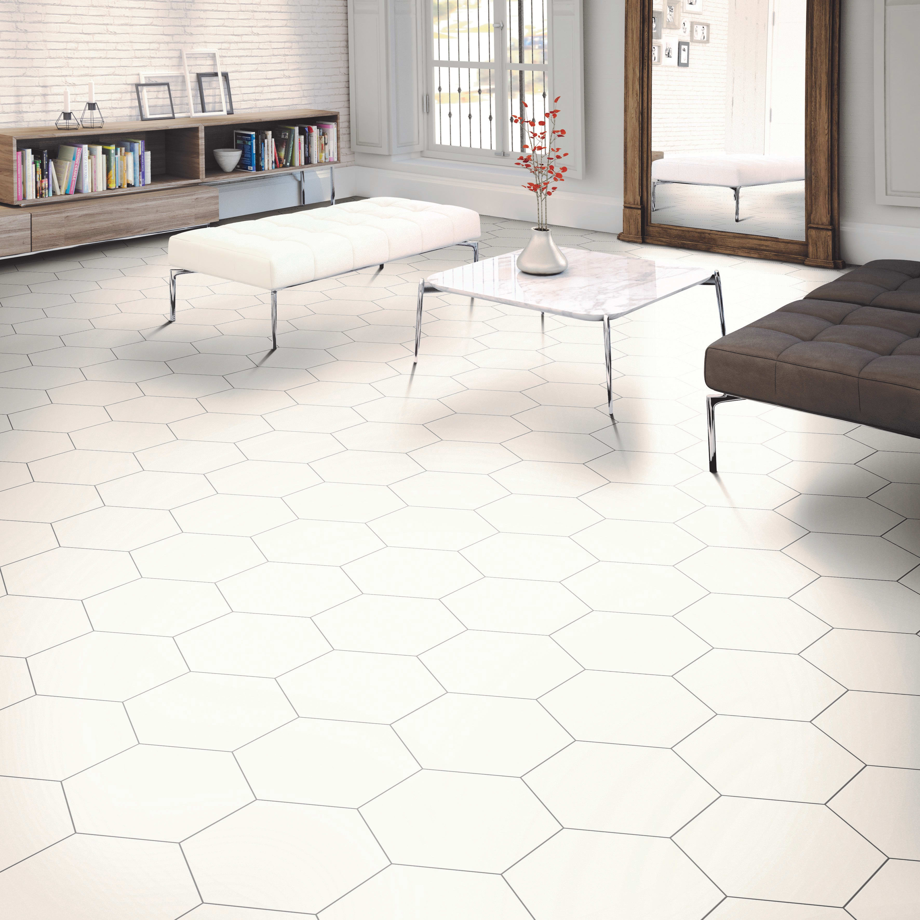 Le Mans Ray White Hexagon Porcelain Boutique Stone Room 2