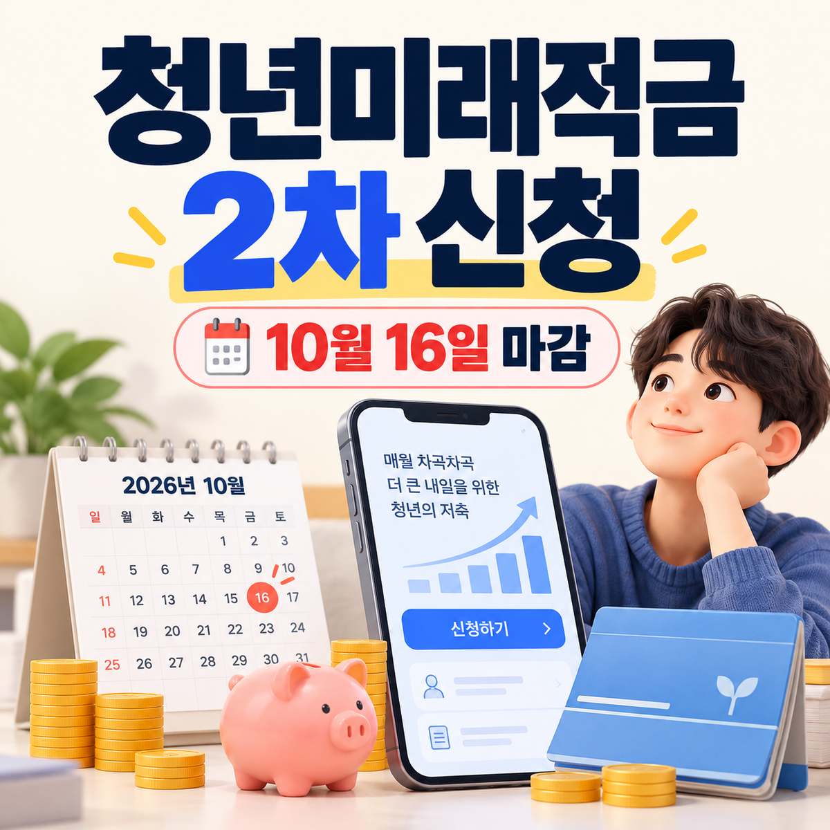 2026 청년미래적금 2차 신청 일정과 적금 가입을 표현한 썸네일