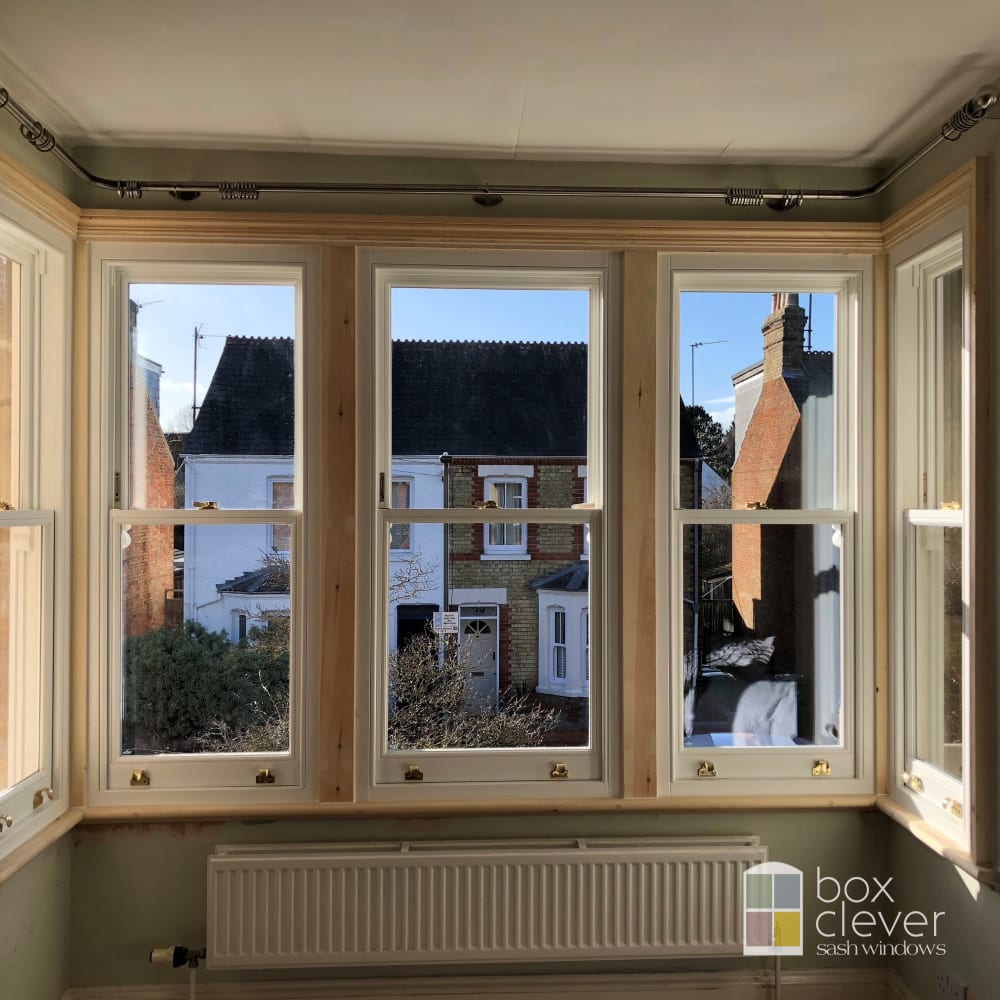 Georgian period style timber sash window showing the high quality of workmanship.