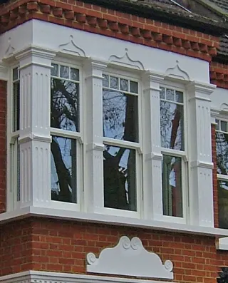 Masterframe Bygone Collection UPVC Sash Windows - 5 Part Bay with Bespoke Georgian Bars - West London