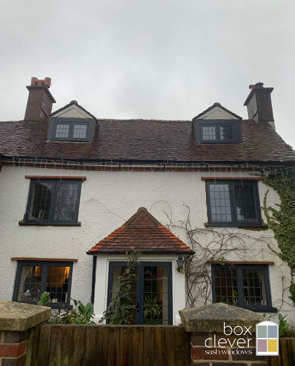 Anthracite Grey Flush Casements with Leaded Design