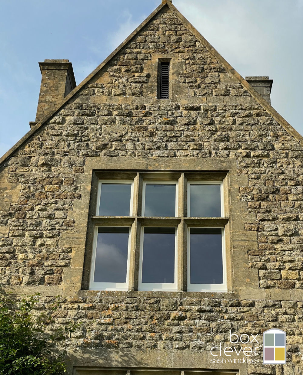 3 Part Sash Window installed behind stonework