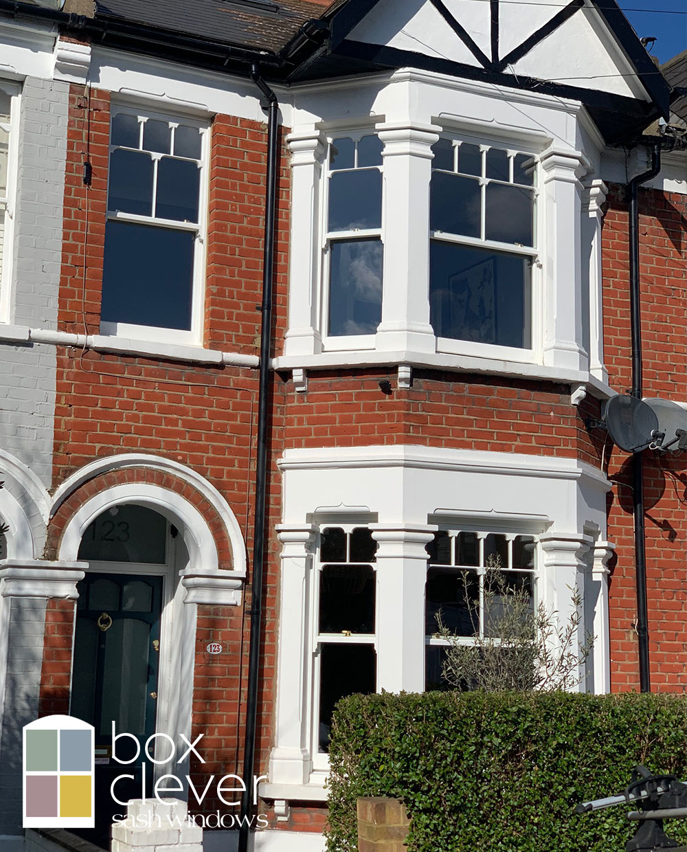 Bereco Heritage Timber Sash Bay Windows with Bespoke Georgian Bar Design