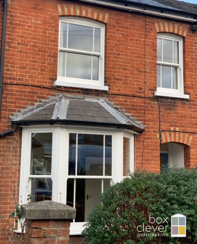 Connected 3 Part Bay and 2 Style 1 Sash Windows with Marginal Bar Design, installed with Full Planning Permission