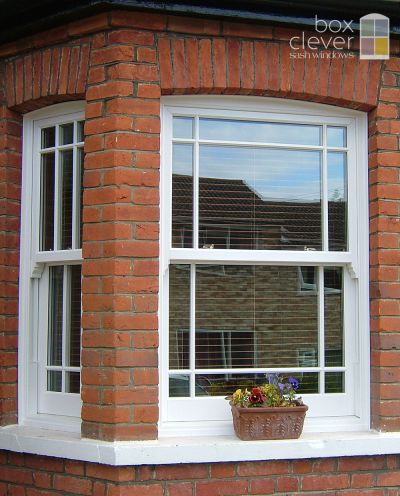 Masterframe Bygone Collection UPVC Sash Windows - 3 Part Bay with Marginal Bar Design - Oxford