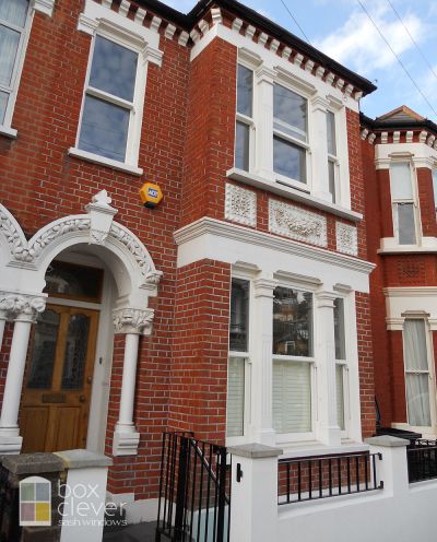 Masterframe Bygone Collection UPVC Sash Windows - Terraced House with Internal Shutters - West London