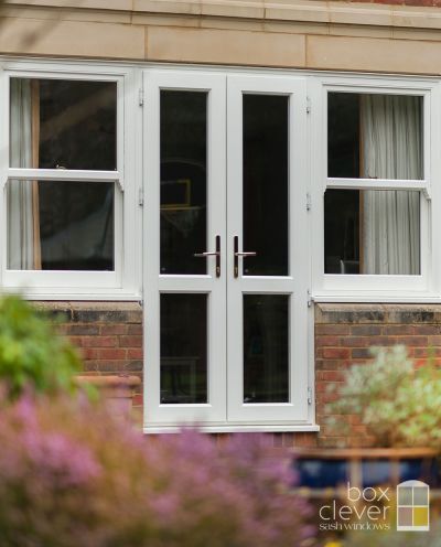 Evolution Storm UPVC French Door - Combination with Sash Windows - London