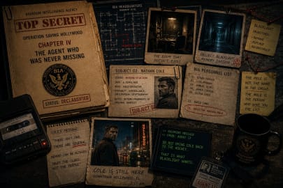 BIA investigators inside the hidden Project Blacklight Memory Division beneath headquarters, examining Nathan Cole’s classified memory storage case.