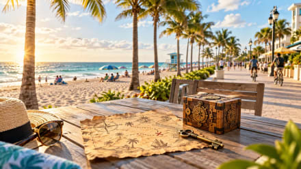 Top attractions near Hollywood Beach Florida with beach, Broadwalk and escape room puzzle elements.