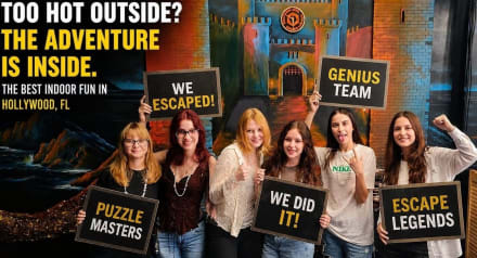 Teen group enjoying an indoor escape room adventure at Boxroom Escape Games in Hollywood Florida